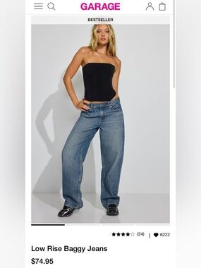 Garage Low Rise Baggy Blue Jeans